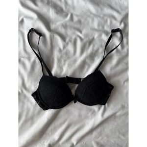 La Senza Perfectly Me Black Lace Push Up Bra Underwire Floral Adjustable 30B